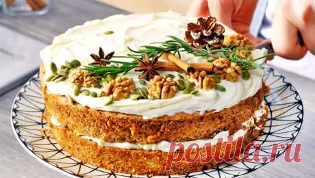Пряный тыквенный торт со сливочно-творожным кремом | Рецепты на FooDee.top