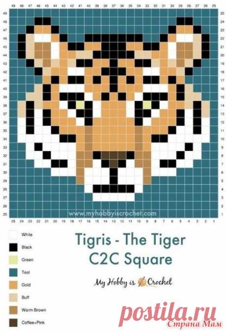 Плед "Тигр" (пиксельное вязание) - Вязание - Страна Мам