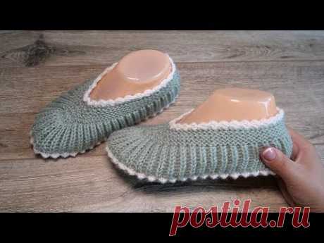 Домашние уютные следки спицами | Homemade slippers knitting pattern