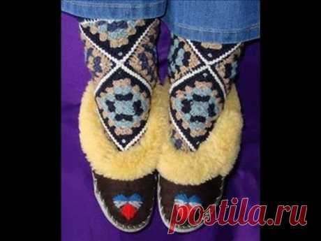 Как вязать носки из мотивов крючком Howto crochet socks from motifs - YouTube