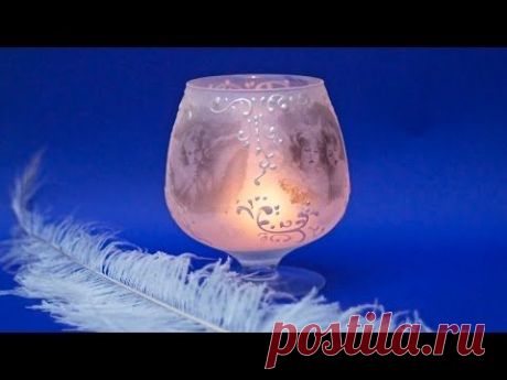 Decoupage lantern with an artificial frost  DIY TUTORIAL