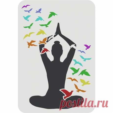 Plantilla de Yoga reutilizable para mujer, plantilla de dibujo de pájaros voladores, 11,7x8,3 pulgadas - AliExpress