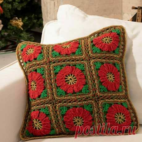 Цветочная подушка крючком. Схемы – Paradosik Handmade - вязание для начинающих и профессионалов