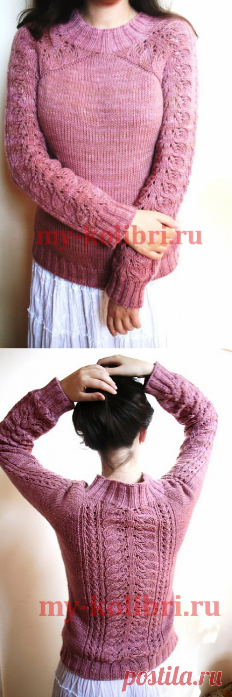 Модный свитер спицами для женщин «Цветение»