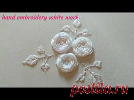 Hand Embroidery White work | embroidery designs | White embroidery work |Вышивка: Белая гладь