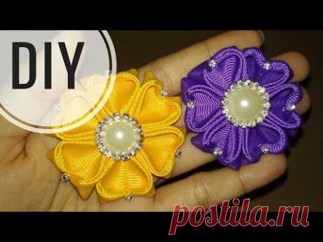 DIY || Cara Membuat Kanzashi Amore Grosgrain Ribbon 08 🌸 Bros Bunga - Lista Tsurayya