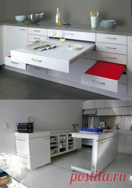 Как сэкономить место на кухне: 18 интерьеров со столами-трансформерами — Roomble.com