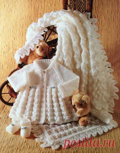 baby knitting pattern vintage matinee coat booties and shawl in sizes 14 16 18 inches double knitting or 4 ply This item is a PDF file of the knitting pattern for these gorgeous baby items.    The pattern will be available for download upon receipt of payment, for you to print out or read from your computer.    These lovely items can be knit in either 4 ply or double knitting yarn, instructions are given for both.    Traditional and beautiful.