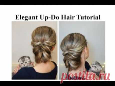 Повседневная прическа с резинками ♥ Деловая прическа ♥ Elegant Up-Do Hair Tutorial