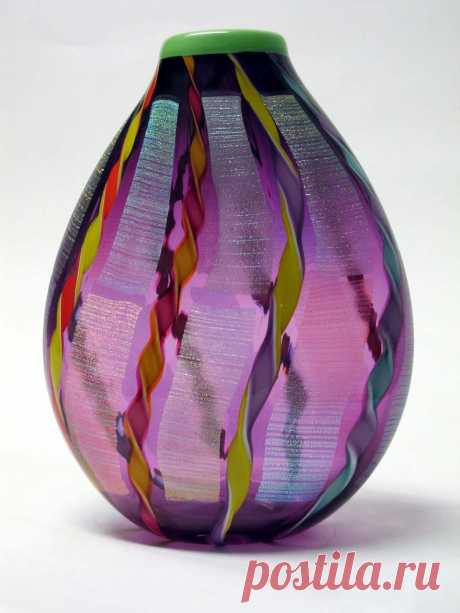 Amethyst Dichroic Vase by Ken Hanson and Ingrid Hanson (Art Glass Vase) | Artful Home