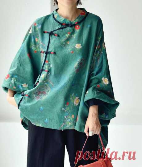 Women Linen long sleeved shirt green Blouse Asymmetric | Etsy