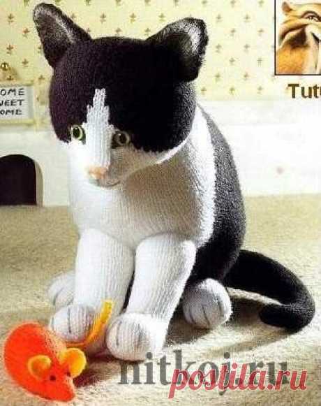 Черно белый кот спицами » Ниткой - вязаные вещи для вашего дома, вязание крючком, вязание спицами, схемы вязания