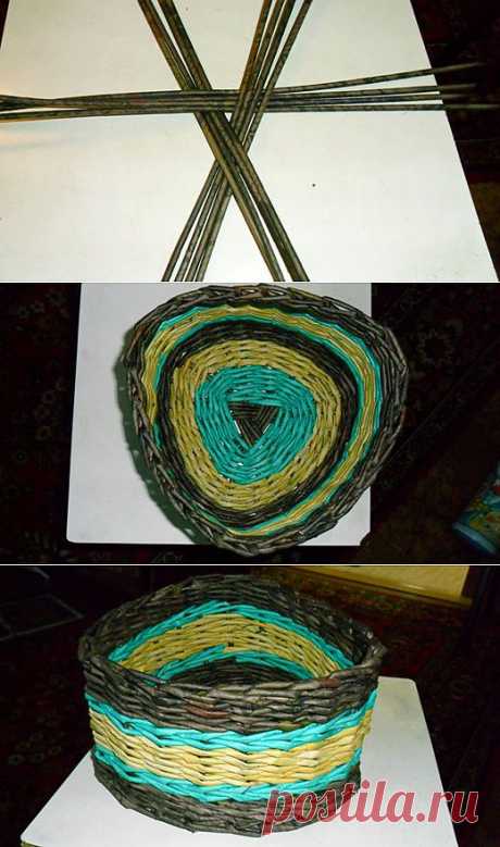 Плетение треугольного дна..