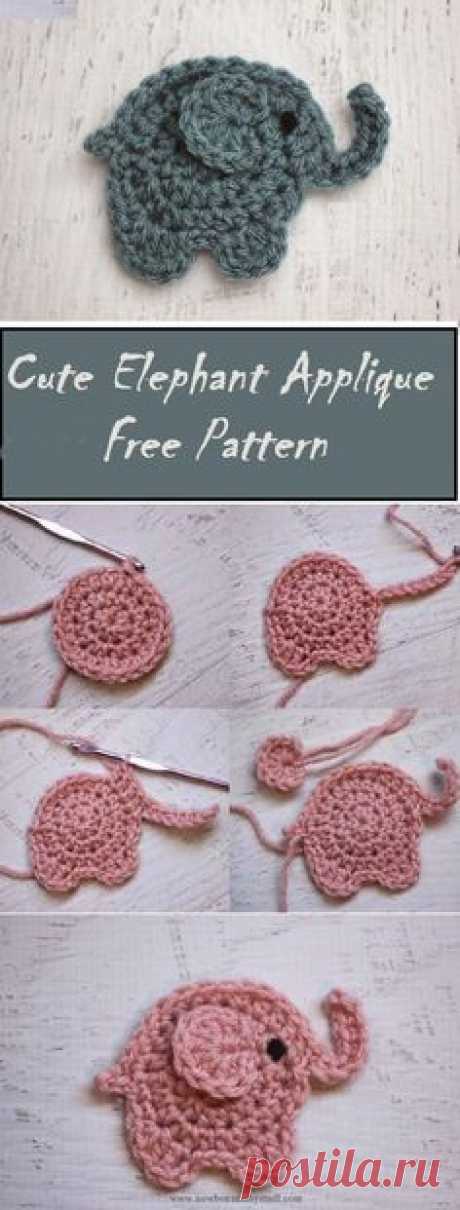 Baby Knitting Patterns Super cute crochet elephant applique, it is very easy to lea...