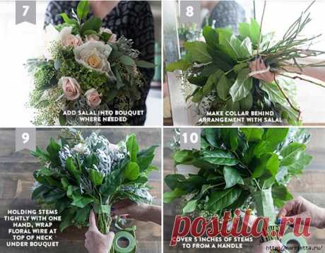 Свадебный букет из свежих листьев и цветов из гофрированной бумаги. | Конфетный рай