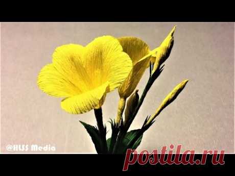 How to make allamanda paper flower easy| diy origami allamanda crepe paper flower making tutorials