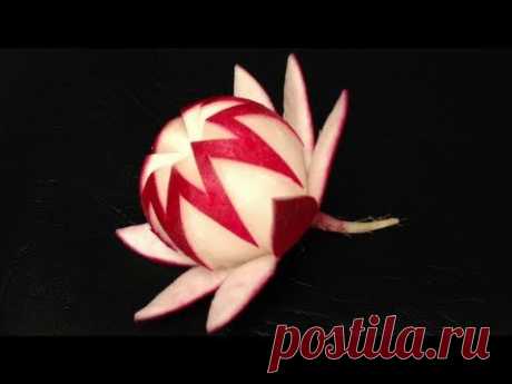 Simple Red Radish Waratah Flower Design - Lesson 21 By Mutita Art Of Fruit And Veg Carving