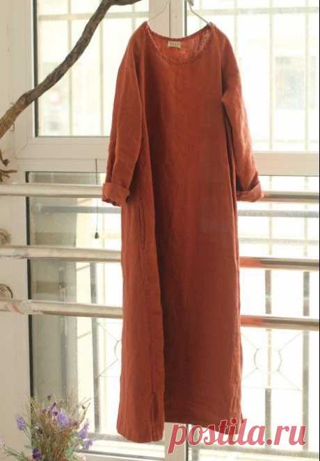 2 цвета 2015 женщин хлопок и лен высокое качество зеленый платье халат с длинными платье полный рукавом о шеи платье свободного покроя широкий платья, принадлежащий категории Платья и относящийся к Одежда и аксессуары для женщин на сайте AliExpress.com | Alibaba Group