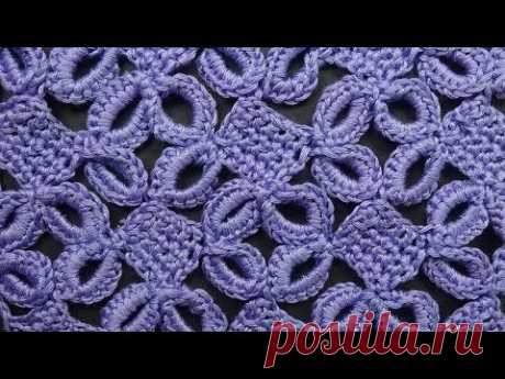 Ажурный узор с кольцами Узоры вязания крючком crochet pattern free 77 - YouTube