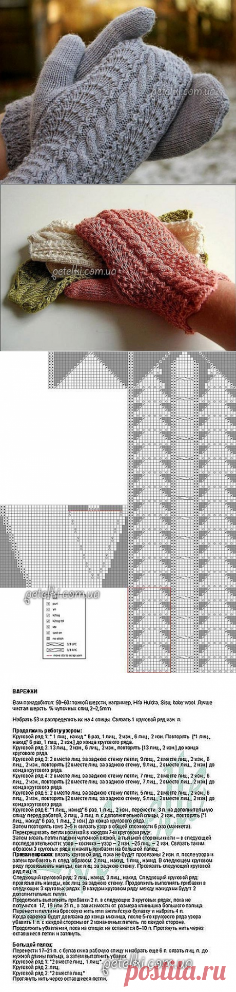Варежки спицами. Как вязать