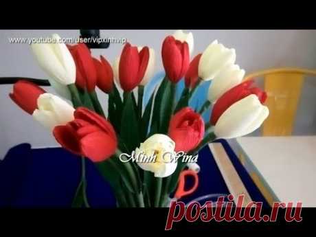 Hướng dẫn làm hoa tulip - Paper Flower