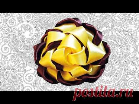 DIY Пышный цветок канзаши из атласной ленты МК. DIY Lush flower kanzashi made of satin ribbon MK - YouTube
