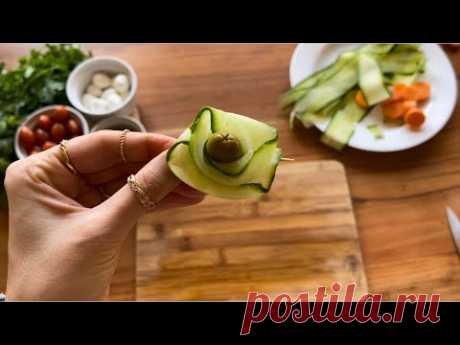آموزش آشپزی: سفره آرایی،تزیین خیار به شکل گل ساده و شیک|آموزش سفره آرایی با میوه و سبزیجات