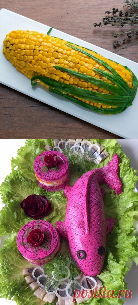 Красивое оформление салатов и закусок — идеи украшений на фото