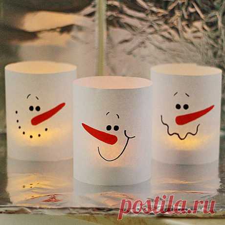 Paper Snowman Luminaries in 3 Minutes - Crafts by Amanda