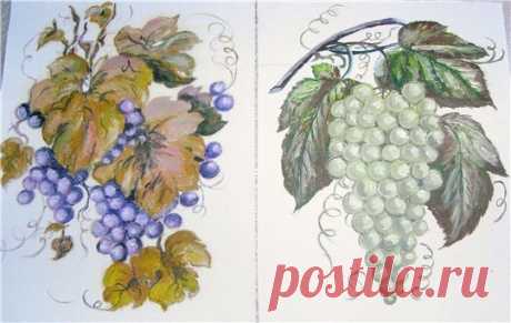 Как нарисовать виноград, гроздь, виноградную лозу карандашом или красками?
