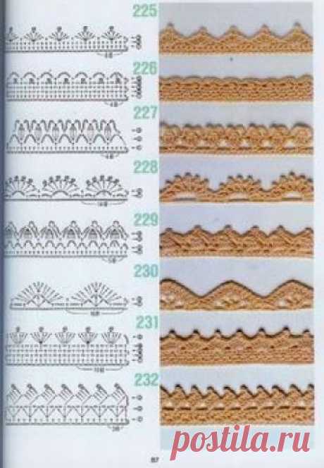 Кайма крючком схемы. Очень много схем вязания каймы!