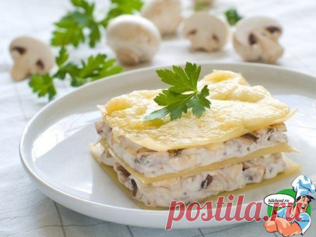 Аппетитная лазанья с курицей и грибами