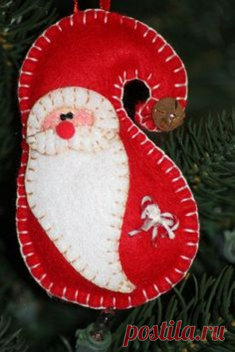 Sweet Santa Christmas Ornament/Felt/Handstitched by…