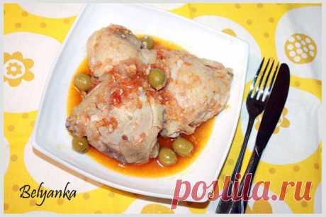 Вкусные и простые рецепты: Курица в томатном соусе с оливками.
