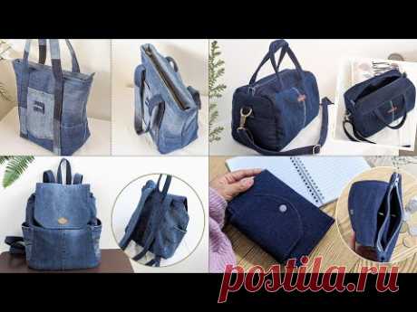 4 DIY Old Jeans Ideas | DIY Denim Bags and Wallet | Compilation | Bag Tutorial | Upcycle Crafts