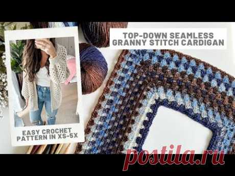 Top-Down Granny Stitch Cardigan Crochet pattern