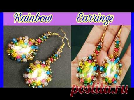 Elegant Rainbow 🌈 Earrings Tutorial//How to make Earrings//somycrafty