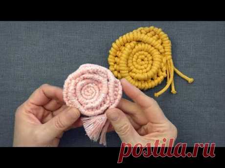 DIY Rope Rose Brooch 🌹 Macrame Rose Magnet