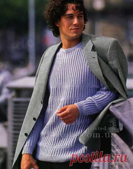 мужской пуловер с рельефными узорами