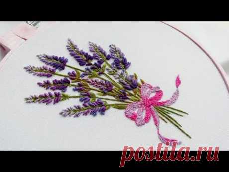 Hand Embroidery: Lavender flowers | Вышивка: Цветы Лаванды