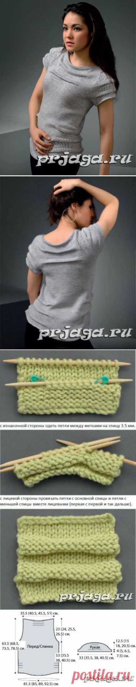 Вязание пуловера со складками