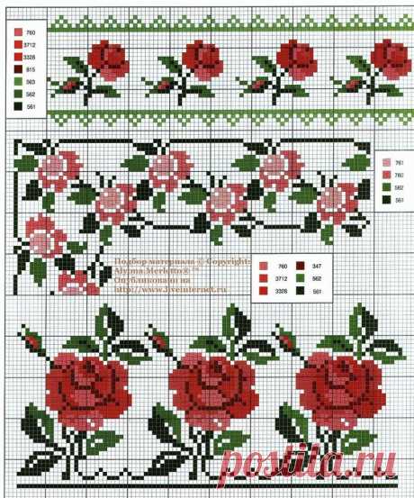 Вышивка крестом ... подборка цветочно-орнаментальная (34схемы + доп материал)