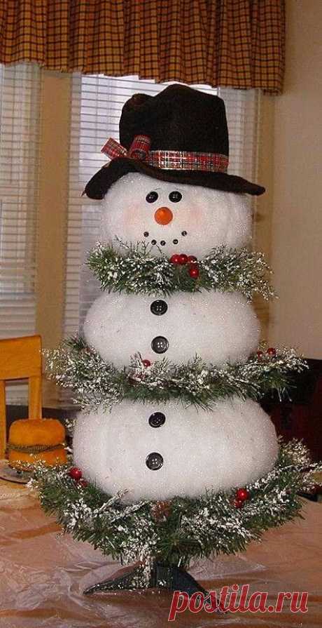 Snowman tree - LOVE this :-): / Рукоделие / Новогодние идеи (декор лампочек и снеговики). / Pinme.ru