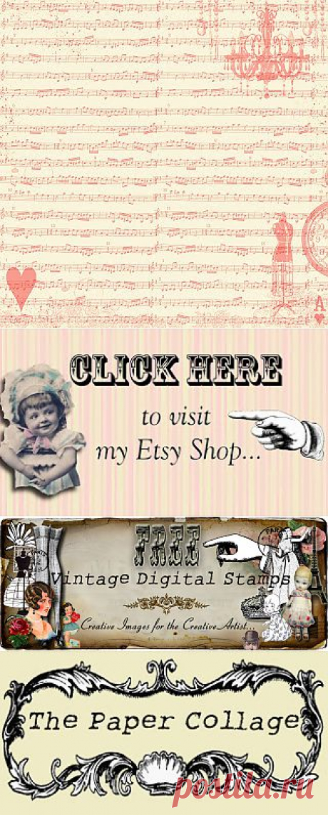 **FREE ViNTaGE DiGiTaL STaMPS**: Free Digital Scrapbook Paper - Sheet Music Collage