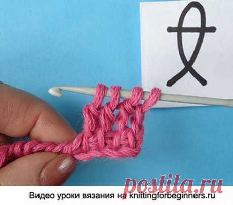 Начинаем вязать – Видео уроки вязания » “Скрещенный столбик с накидом” – Тунисское вязание – Урок №43
