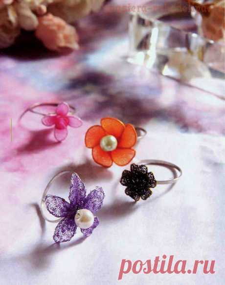 Мастер-класс по созданию украшений из капрона: Кольцо Цветок с жемчужиной