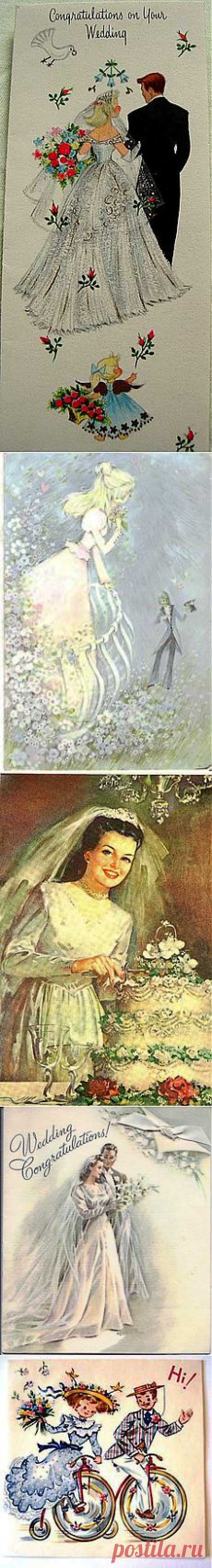 A Message for the Bride and Groom- 1940s Vintage Card