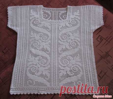 . Белая туника - филейное вязание