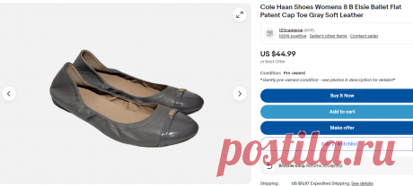 Cole Haan Shoes Womens 8 B Elsie Ballet Flat Patent Cap Toe Gray Soft Leather | eBay