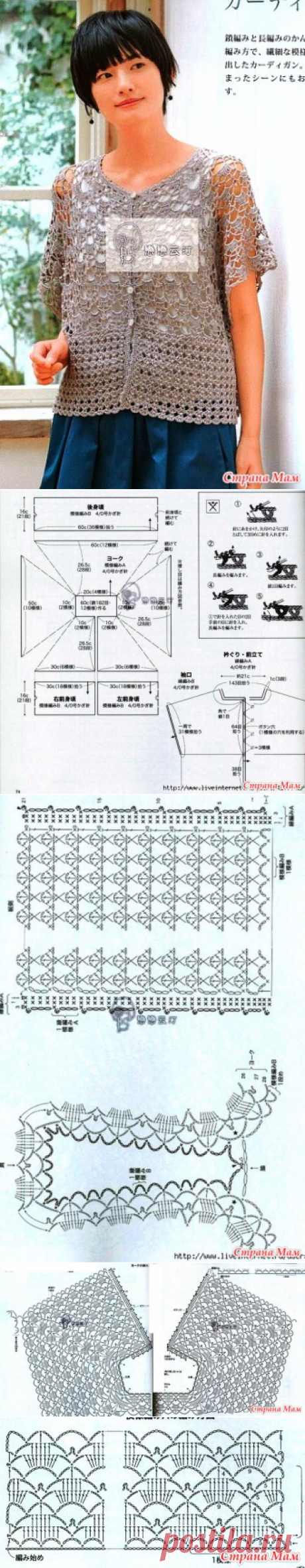 Ажурный жакет\реглан двумя узорами. Крючок. - ВЯЗАНАЯ МОДА+ ДЛЯ НЕМОДЕЛЬНЫХ ДАМ - Страна Мам